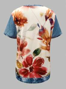 EMERY ROSE Blume Muster Lässig Komfort Kurzarm T-Shirt, Sommer - Verschiedenfarbig - Übersicht 2