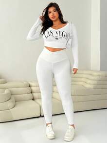 Solflare Quần legging trắng bó sát dành cho nữ cỡ lớn, cạp lệch. - trắng - Xem 5