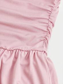 SHEIN 少女时尚优雅露肩短袖连衣裙 - 粉色 - 查看 11