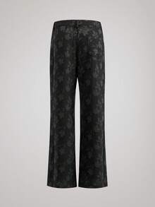 AXEPEAK Men's Casual Floral Jacquard Loose Flare Pants - Black - View 8