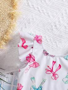 LMoss Kids Bộ đồ bơi liền thân xếp nếp in hình bướm cho bé gái - Nhiều màu - Xem 4