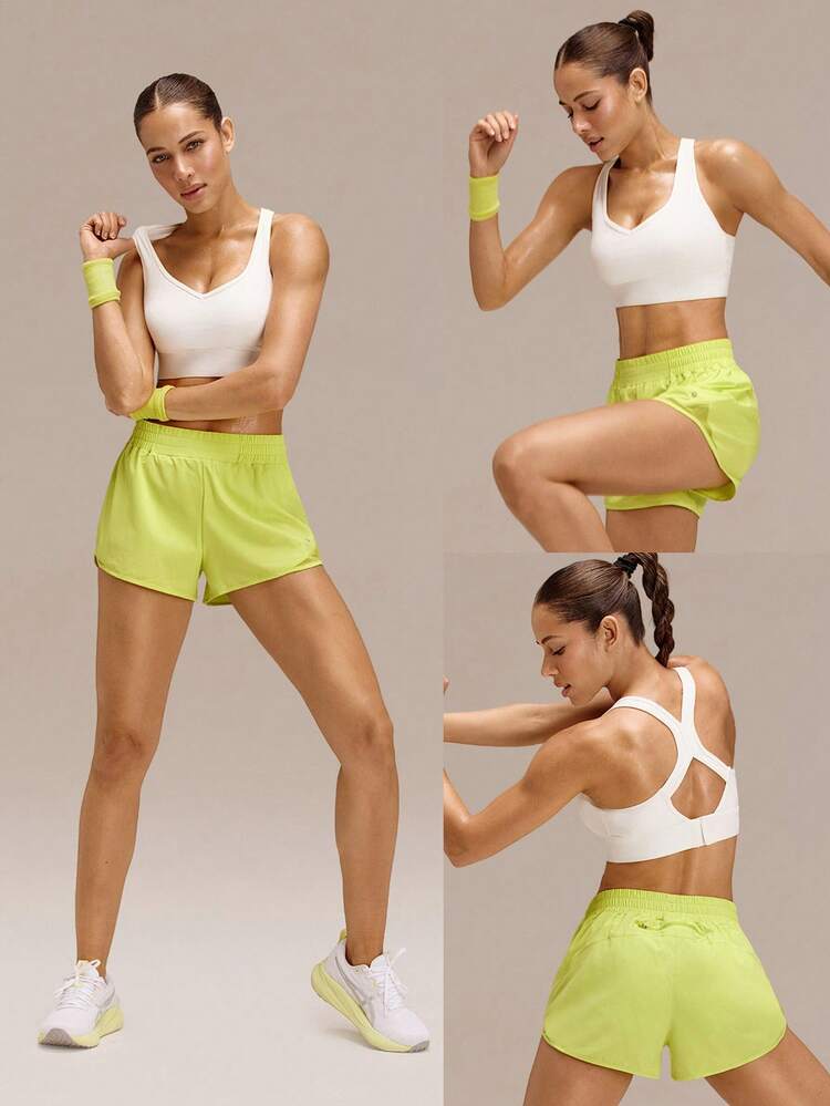2.5" VitalSwift Ultralight Sweat-Wicking Mid-Rise Waist Adjustable Drawstring Waist Reflective Running Shorts With Built-In Anti-Odor Underwear Back Zip Pocket High Impact Workout Running Training