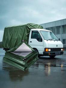 3x6m Lona impermeable de color verde militar con cuerda, lona impermeable y resistente a los rayos UV de PE con recubrimiento doble, con propiedades de bloqueo de luz intensas, adecuada para cubrir cultivos, vehículos, montar tiendas y protección contra la lluvia y el sol - Multicolor - Ver 3