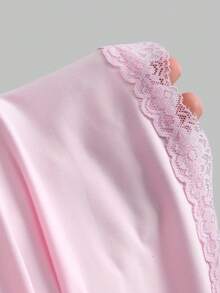 Sweetra 女士新款时尚高街蕾丝边修身休闲舒适T恤套装，适合度假、运动、日常穿着，春夏皆宜 - 彩色 - 查看 3