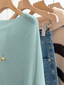 GlowEve Women's Casual Loose Vacation Style Poncho Sweater, Spring/Summer - Mint Blue - View 4