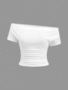 SHEIN EZwear 3件套女士休闲修身单肩T恤，女士夏季套装，女士休闲服 - 彩色 - 查看 5