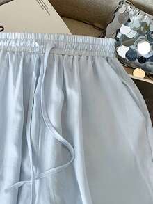 Resyla Women's Summer Casual Gentle Style Light Blue Shirt & Shorts 2 Pieces Set - Blue - View 5