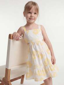 Maija Kids Maija Kids 1件装少女度假休闲优雅精致宽松可爱碎花无袖连衣裙，适合日常穿着、返校、郊游、聚会、节日、春夏穿着。 - 黃色 - 查看 8
