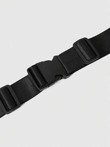 ROMWE Goth 1 pieza Cinturón de liga ajustable de lona con cadenas de estrella de cinco puntas de metal - Cadena de doble pentagrama negra - Ver 4