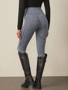 SHEIN With My Calm Women's Minimalist High Waist Casual Sports Leggings - Grey - View 2