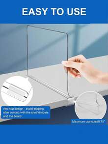 1 pieza/2 piezas/4 piezas Divisores de estantería de armario transparentes de acrílico Organizador de armario para estantes, cajones, gabinetes, estantería vertical de madera, separador de espacio para dormitorio, armario, escritorio de oficina, cocina, almacenamiento de ropa, bolsos, carteras, ahorro de espacio, panel divisor transparente - Multicolor - Ver 9