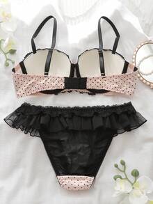DelicateAllure Prickig mesh patchwork spetsunderklädesset - Multifärgad - Visa 2
