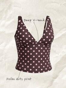 Elavelle 女士随机印花深V领吊带比基尼上衣，春夏款 - 彩色 - 查看 3