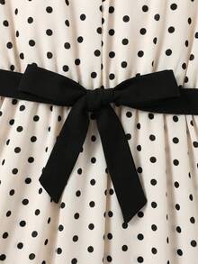 SHEIN 少女优雅立领可拆卸腰带荷叶边连衣裙，夏季 - 彩色 - 查看 4