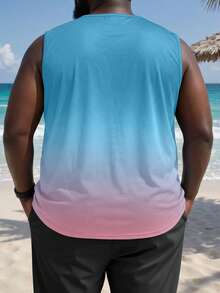 Manfinity RSRT Plus Size Men's Ombre Print Sleeveless Round Neck Tank Top - Multicolor - View 3