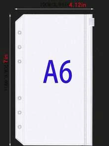 6pcs A5/A6/A7Transparent PVC Zipper Pouch, 6-Hole Refillable Bag For Planners & Binders, Clear PVC Zipper Envelope Organizer - multicolor - View 10