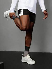 Acti Log Quần short thể thao nam kẻ sọc, cạp chun, kiểu dáng thường ngày. - màu đen - Xem 7