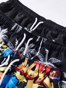 SHEIN 3件套青少年男童抽绳腰休闲沙滩短裤泳装套装 - 彩色 - 查看 6