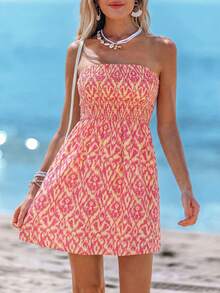 Sylviya Sleeveless Paisley Print Casual Dress For Summer Smocked Tube Dress Women's Summer Dresses Beachwear Dress Strapless Summer Dress Summer Outfit For Women Beachwear Dress Picnic Dresses For Women Resort Wear Women Vacation Dress Casual Dresses For Women Summer Cruise Outfit For Women Sundress Beach Outfit For Women Dress,Summer Dresses For Women - Multicolor - View 5