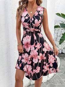 Editum Women's New Elegant V-Neck Floral Print Knit Waist Slimming Mid-Length Dress, Suitable For Daily Commute And Multiple Occasions Sleeveless Twist Waist Flare A-Line Floral Print Summer Vacation Dress, Suitable For Daily Wear In Multiple Occasions Gift For Mom Festival Outfit Beach Date Night Floral Midi Dress Summer Midi Dress Wildflower Dress Women Vacation Dress Wrap Dresses For Women Summer Floral Print Summer Dress Summer Elegant Dress Floral Summer Dress Tummy Control Summer Dress Elegant Summer Dress White Floral Dress Spring Midi Dress Floral Print Midi Dress Cinch Waist Dress Floral Print Dress Women's Summer Dresses Resort Wear Women Vacation Dress Women's Spring Dress Wrap Around Dresses For Ladies Sleeveless Dress V-Neck Dress Women Dress Women's Floral Midi Dress Casual Dresses For Women V-Neck Dresses Women's Summer Dresses Women Clothing Dress Women's Dress Floral Dress For Women Elegant New Arrival Women Dress Women Floral Wrap Dress Sleeveless Floral Dress - Multicolor - View 2