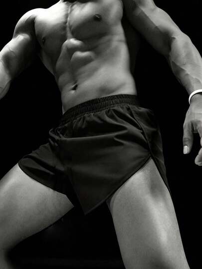 RISE LYT Quần short thể thao cạp chun màu trơn phong cách bạn trai cho nam Quần short tập gym Quần short chạy bộ