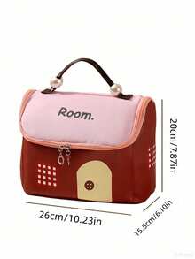 Joivida 1PC Extra Large Cosmetic Bag Portable Toiletry Bag Multi Compartment Cute Cartoon Makeup Organizer Dopamine Color Travel Storage Pouch For Women Gym Holiday Gift Tote Handbag - Multicolor - View 12
