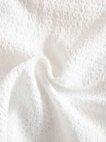 SHEIN Genkimix Kids 2件套女童（小号）纹理面料T恤，带3D蝴蝶结装饰，搭配休闲裤，适合户外休闲穿着 - 藍色 - 查看 8