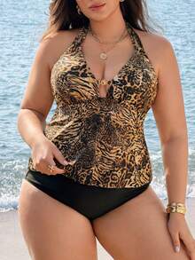 Swim Lushoire 2026 Traje de baño para mujer talla grande, estampado digital sexy de leopardo, adecuado para vacaciones de verano en la playa y la piscina. Traje de baño Zestiva con estampado de cebra. Traje de baño de una pieza para mujer talla grande con control de la barriga - Multicolor - Ver 4