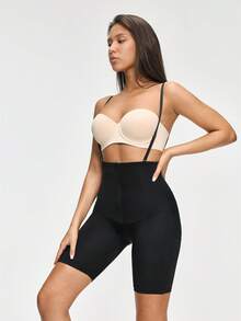 SHAPORA Women's High Waist High Elasticity Slimming Pants With Front Zipper - Black - View 4