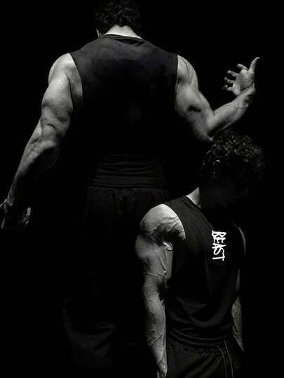 RISE LYT 男友风男士字母印花运动背心健身上衣