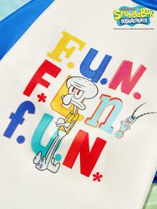 SpongeBob SquarePants | PETSIN 一件印有可爱小蜉蝣和章鱼图案的趣味字母宠物T恤，蓝白配色，柔软透气，亲肤舒适，适合猫狗穿着。 - 彩色 - 查看 2