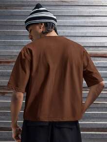 AXEPEAK Áo thun nam tay ngắn cổ tròn in chữ, kiểu dáng thường ngày, thích hợp cho mùa hè. - Cà phê nâu - Xem 2