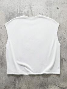 TEENAGE MUTANT NINJA TURTLES | SHEIN Áo tank top nam cổ tròn màu trắng, in chữ và hoạt hình, kiểu dáng thường ngày. - trắng - Xem 3
