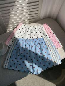Comfortcana 春夏新款多巴胺波点马术印花两件套，女士休闲简约波点印花针织拼接宽松短裤，适合运动爱好者、比赛日、暑假、音乐节、假日季穿着。 - 彩色 - 查看 5