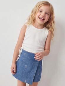 Maija Kids Maija Kids 1件装少女休闲优雅度假宽松碎花迷你裙，适合日常穿着、返校、郊游、聚会、节日、春夏穿着。 - 藍色 - 查看 4