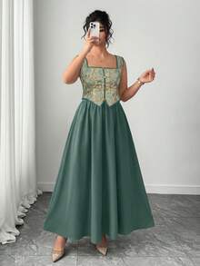 Rometta Große Größen Modisches Retro-Kleid im französischen Ölgemälde-Farbblock-Stil für Damen, geeignet für Frühling/Sommer, Schulanfang, Urlaub, Abschluss, Feiertage, Valentinstag, Weihnachten, Musikfestivals, Muttertag, Halloween, Thanksgiving, Ostern, Nationalfeiertag, Bälle, Geburtstage, Dates, Partys, Hochzeiten, Ausflüge - Verschiedenfarbig - Übersicht 2