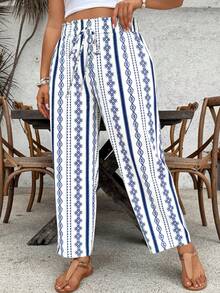 SHEIN VCAY Pantalones con estampado geométrico para vacaciones en tallas grandes - Multicolor - Ver 6