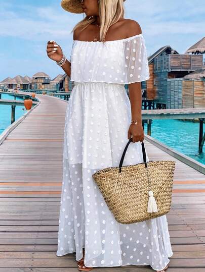 Breezaya Plus Size Women's Cut-Out One-Shoulder Romantic Fashionable Versatile Casual Vacation Dress, Spring/Summer