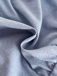SHEIN Salopă albă cu mânecă scurtă pentru bebeluși, guler și manșete brodate, decorațiuni cu funde, ținută drăguță de vară, casual - Albastru - Vizualizare 4