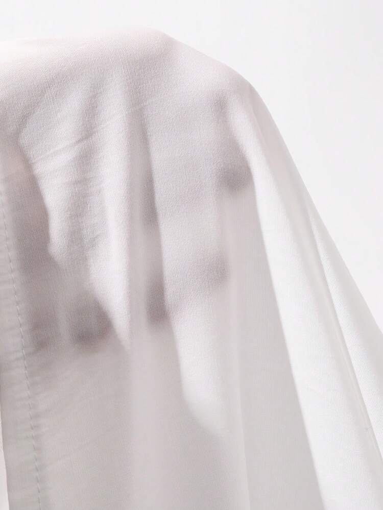 Women's Solid Color Drop Shoulder Long Sleeve Loose Front Button Fashion Shirt Summer