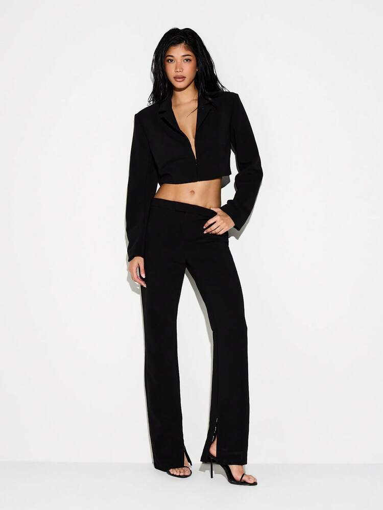 KIZN Split Hem Tailored Black Trousers