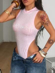 Coolane 女士秋冬Y2K皮革连体紧身衣 - 淺粉色 - 查看 6