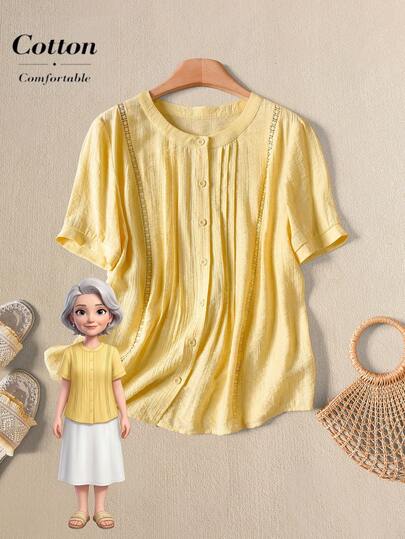 Rusticease Women's Comfortable Casual Short Sleeve Shirt, Suitable For Summer Daily Wear