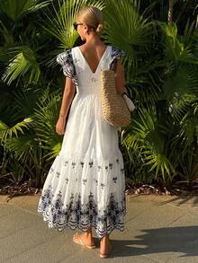 DAZY Women Midi Dresses Wedding Guest Dress Summer Sundress Boho Vacation Outfits Women - Navy Blue - View 6
