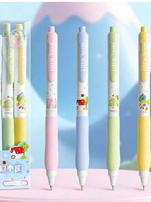 8支装静音按压式中性笔，INS可爱卡通造型，学生款0.5mm，速干ST笔尖，黑色墨水，大容量考试笔 - 多色 - 查看 3