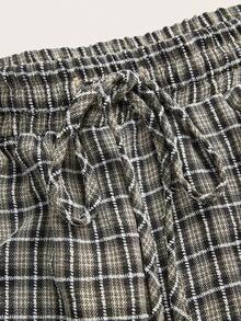 SHEIN VCAY Quần lửng kẻ caro dáng rộng dành cho nữ cỡ lớn - Màu Khaki - Xem 6