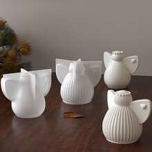 爱心花环天使装饰硅胶模具 DIY 光滑条纹蜡烛石膏模具 - 白色 - 查看 3