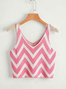 Comfortcana Women's Summer Vacation Zigzag Pattern V-Neck Knit Top - Multicolor - View 5