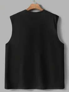 VIVINTIMO Men's Coconut Tree Printed Sleeveless Vacation Style Tank Top Camiseta Streetwearlong T Shirtmen T Shirts Black - Black - View 3