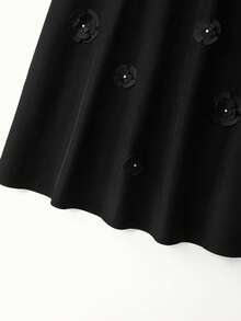 GlowEve CURVE Falda midi de línea A con flores 3D elegante y de moda para mujer - Negro - Ver 9